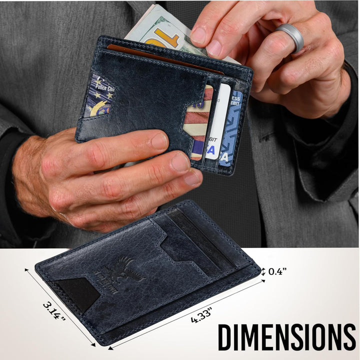 BULL GUARD Billetera de cuero delgada con bloqueo RFID para hombres...