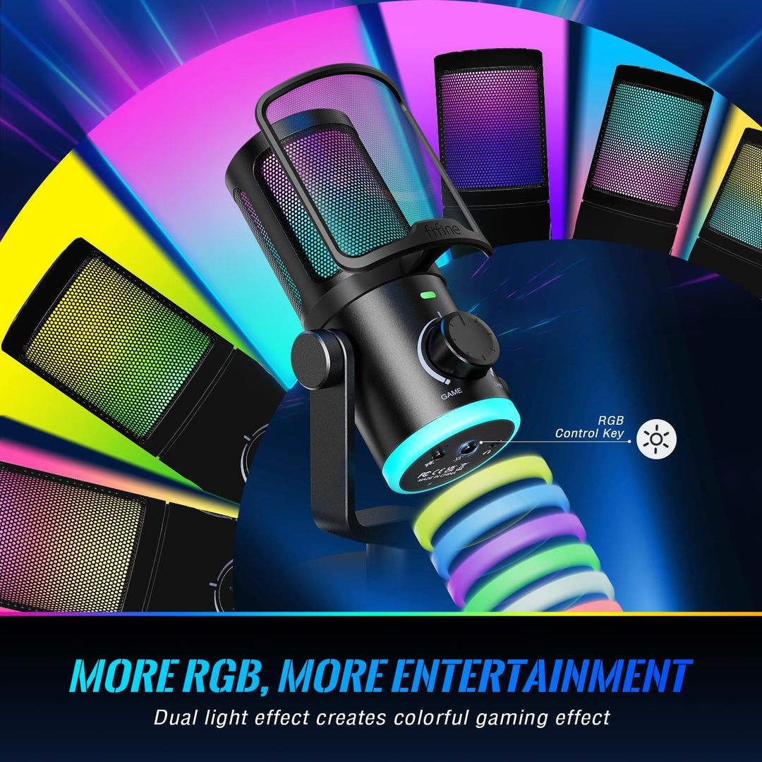 Micrófono de juego FIFINE para PC, micrófono USB para transmisión c...