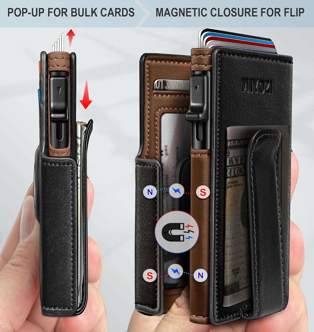Miyozi - Billetera Airtag para hombre, con clip de dinero, estuche...