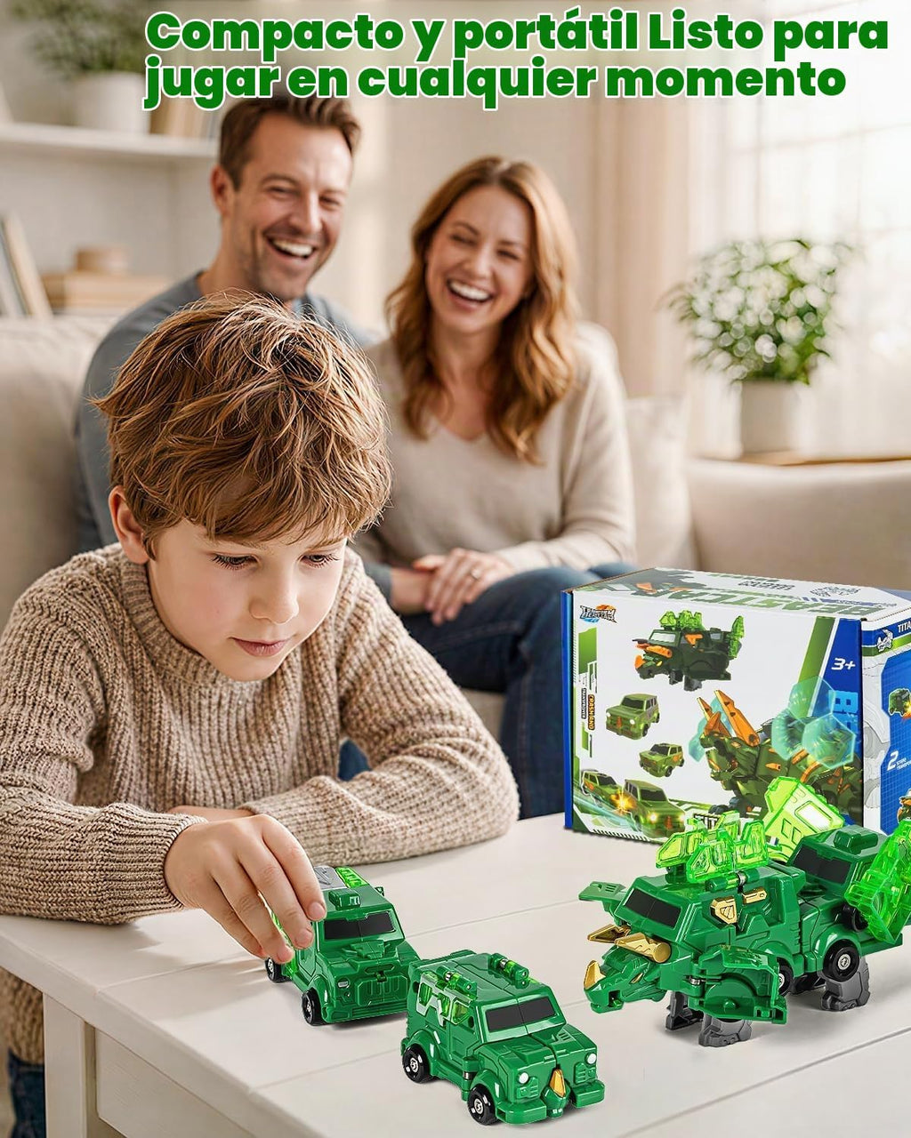 Juguete de automóvil de dinosaurio transformador de colisión, 2 autos magnéticos que se transforman en juguetes de dinosaurio, juguete de robot dinosaurio para niños a partir de 3 años, juguetes de