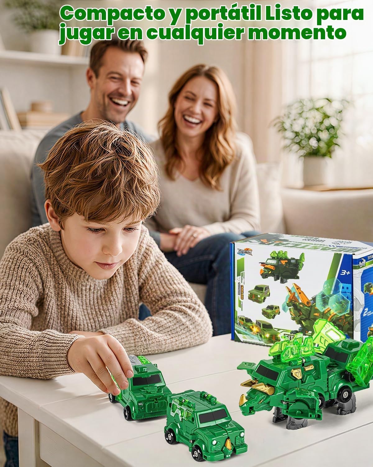 Juguete de automóvil de dinosaurio transformador de colisión, 2 autos magnéticos que se transforman en juguetes de dinosaurio, juguete de robot dinosaurio para niños a partir de 3 años, juguetes de