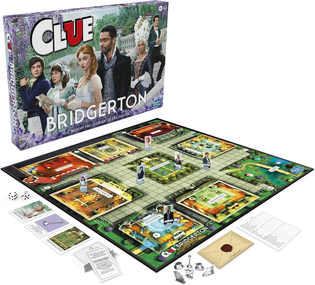 Hasbro Gaming Clue: Bridgerton Edition-Juego de mesa para edades 17+juego para fanáticos de Bridgerton para 3-6 jugadores, inspirado en la serie original de Shondaland en Netflix