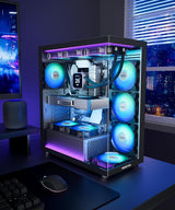 MUSETEX Carcasa ATX para PC, 7 ventiladores PWM ARGB preinstalados,...