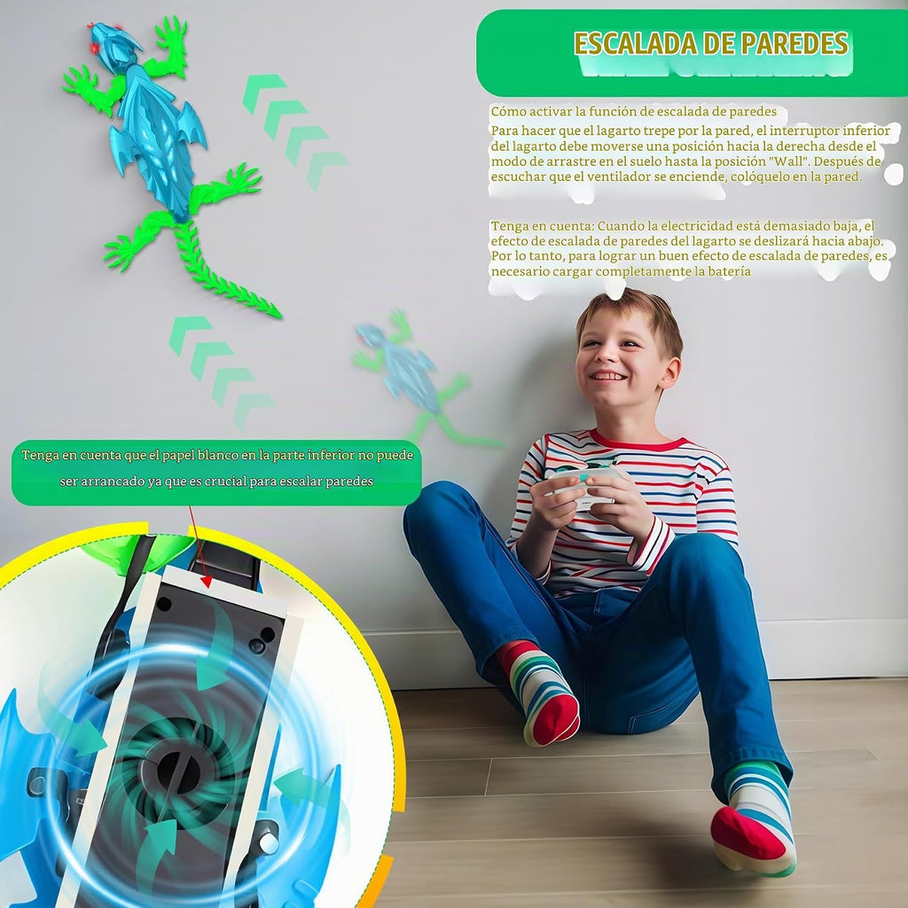 Lagarto de escalada de pared recargable con control remoto