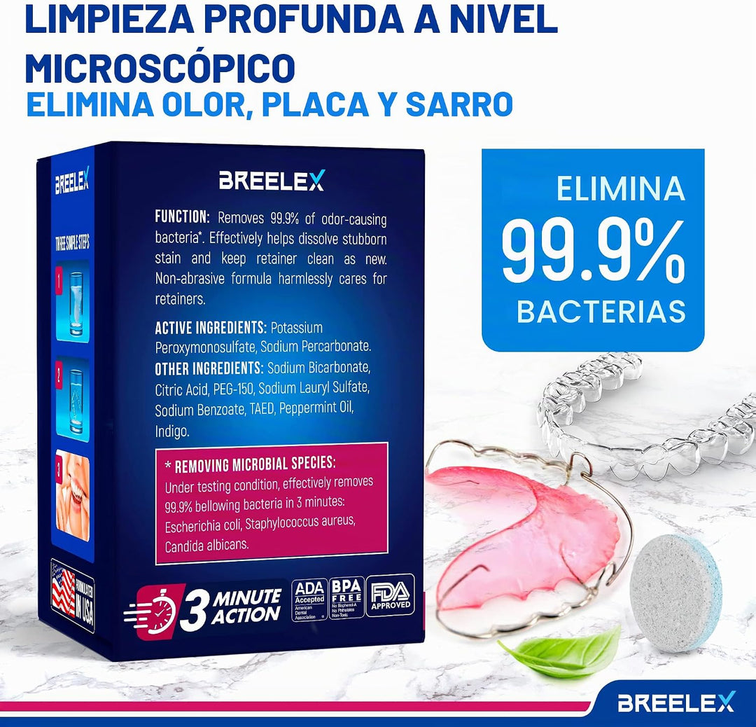 Breelex Tabletas limpiadoras de retenedores, 120 unidades para dent...