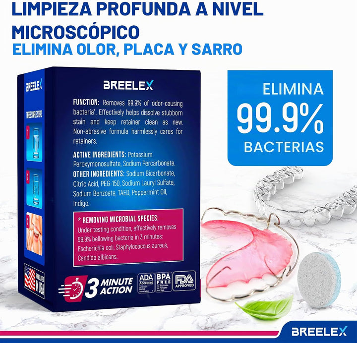 Breelex Tabletas limpiadoras de retenedores, 120 unidades para dent...