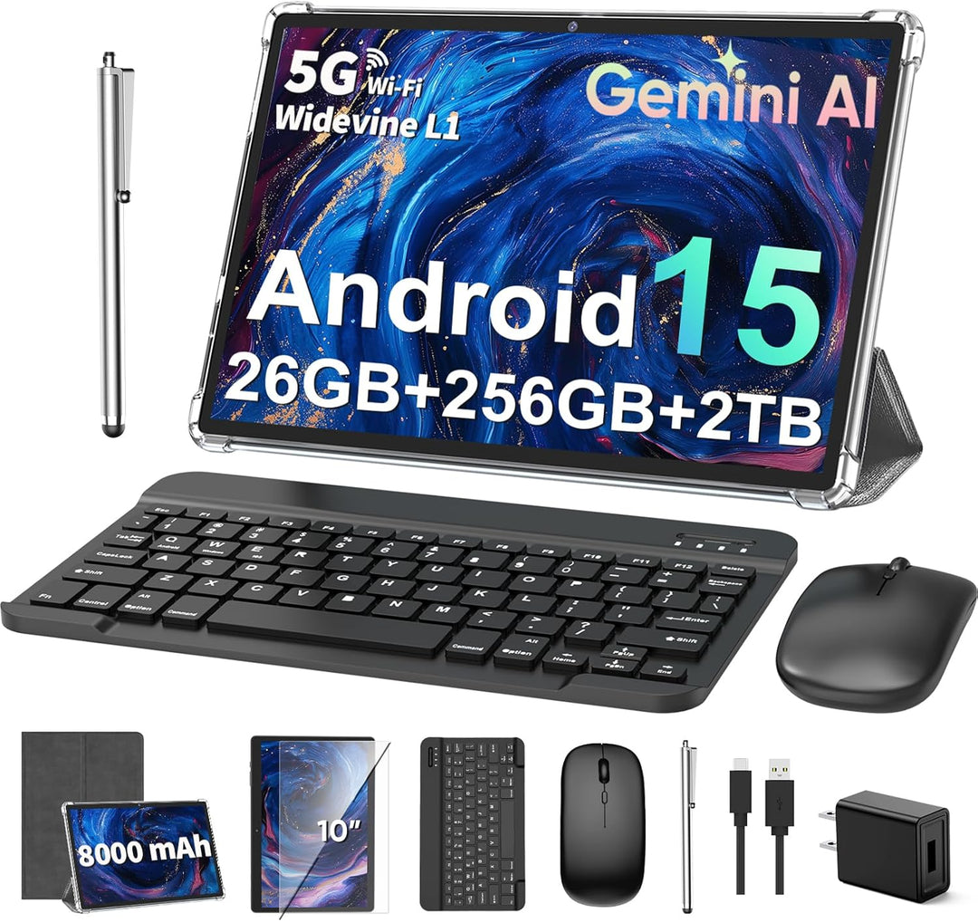 2026 Tableta de 10 Pulgadas con Teclado, Tableta Android 15 con Gem...