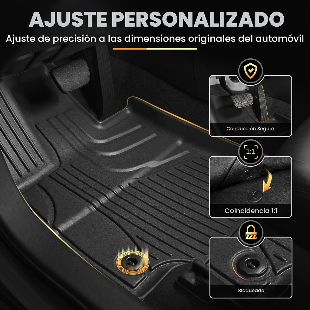 AOMSAZTO Alfombrillas de Piso Compatibles con Toyota RAV4 2013-2018 Revestimiento de Piso para Todo Clima TPE Alfombrillas de Ajuste Personalizado para Toyota RAV4 1ª y 2ª Fila Alfombrillas de Coche