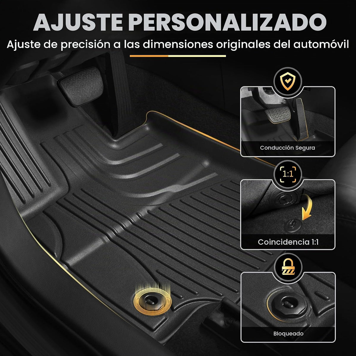 AOMSAZTO Alfombrillas de Piso Compatibles con Toyota RAV4 2013-2018 Revestimiento de Piso para Todo Clima TPE Alfombrillas de Ajuste Personalizado para Toyota RAV4 1ª y 2ª Fila Alfombrillas de Coche
