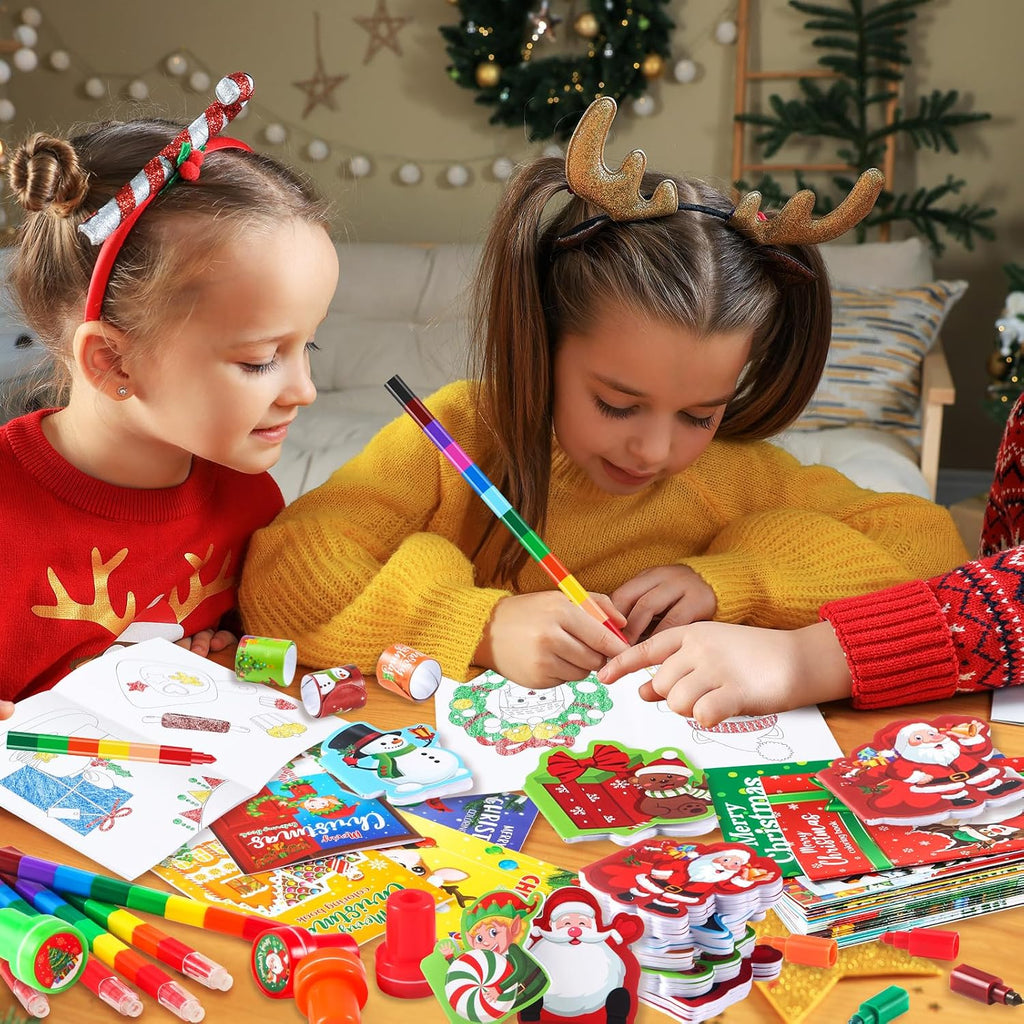 BenLouis Recuerdos de fiesta de Navidad para niños, regalos de Navidad, para el aula, premio, relleno de medias, libros para colorear a granel para estudiantes, niños, manualidades, vacaciones