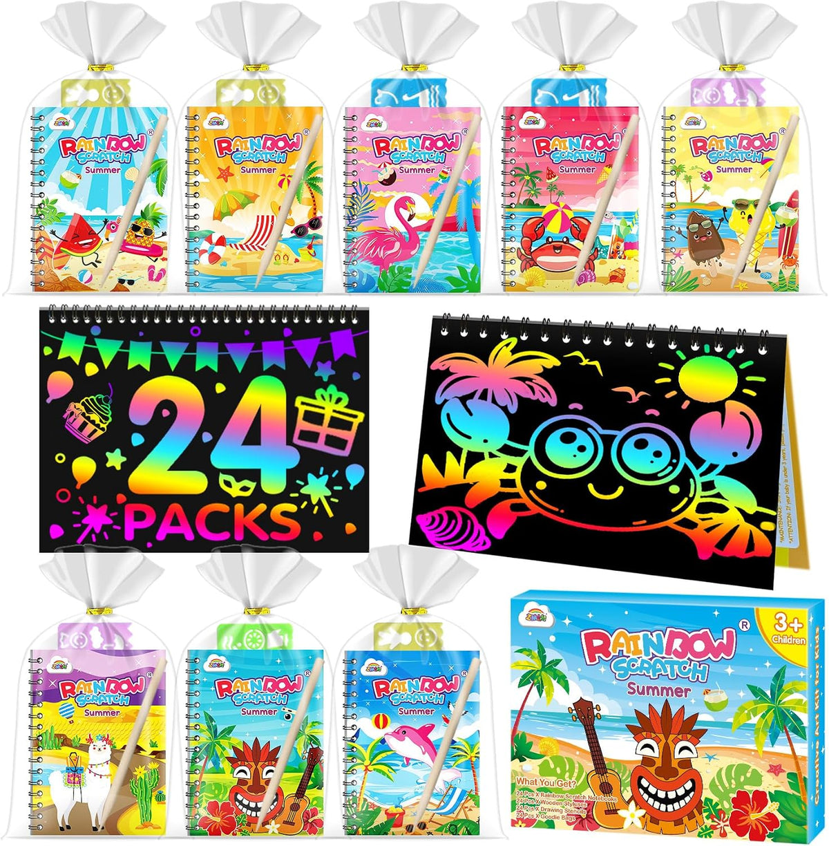 ZMLM Paquete de 24 cuadernos con diseño de arco iris para niños, recuerdos