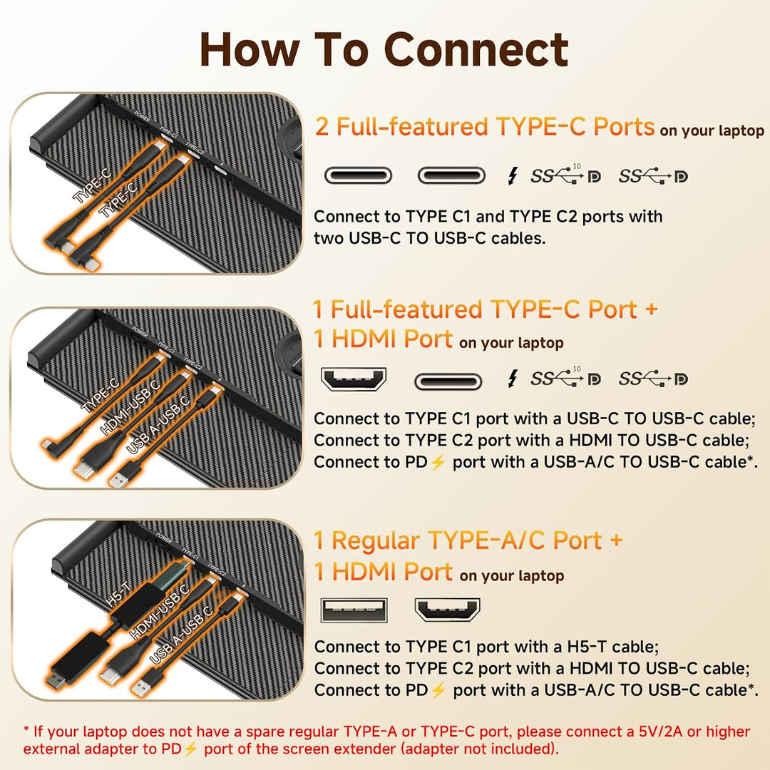 ROYY - Extensor de pantalla para laptop, monitor portátil 1080P FHD...