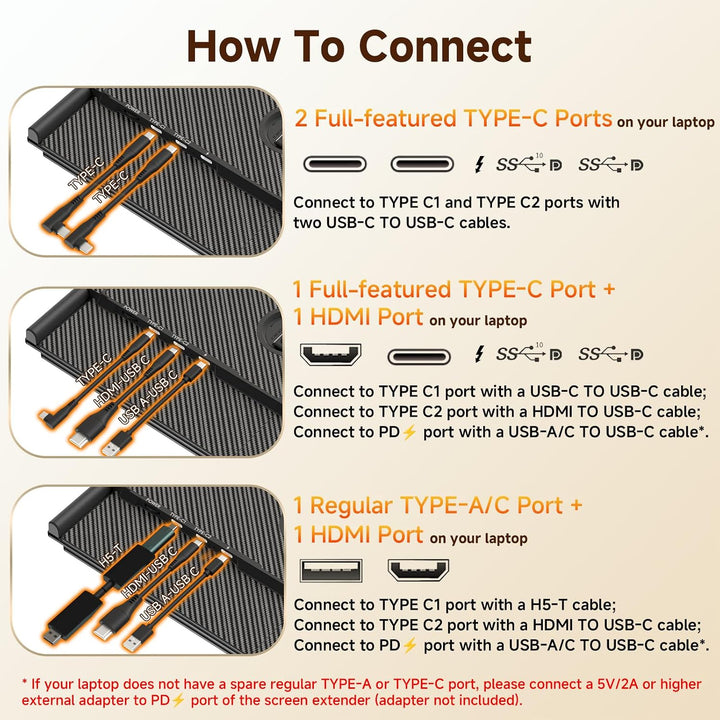 ROYY - Extensor de pantalla para laptop, monitor portátil 1080P FHD...