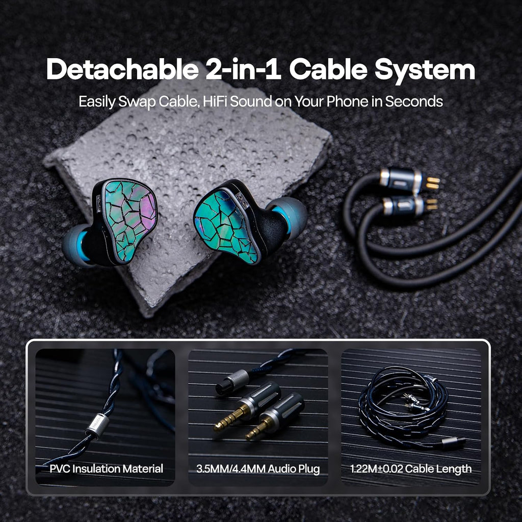 Linsoul THIEAUDIO HYPE 4 MKII 2DD + 4BA Hibrid Monitores Intrauditivos, Auriculares IEM con Cable de Alta Fidelidad, Sintonización Neutra y de Estudio, Audífonos de Juego de Aluminio CNC con Cable