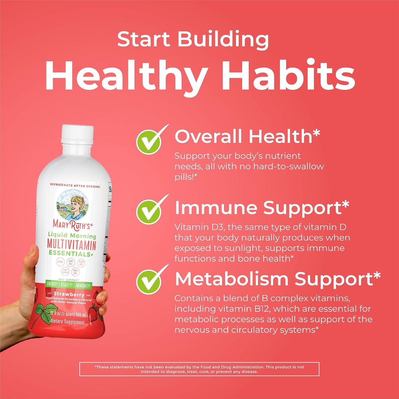 MARYRUTH'S Multivitamínico líquido matutino (fresa) y multimine...