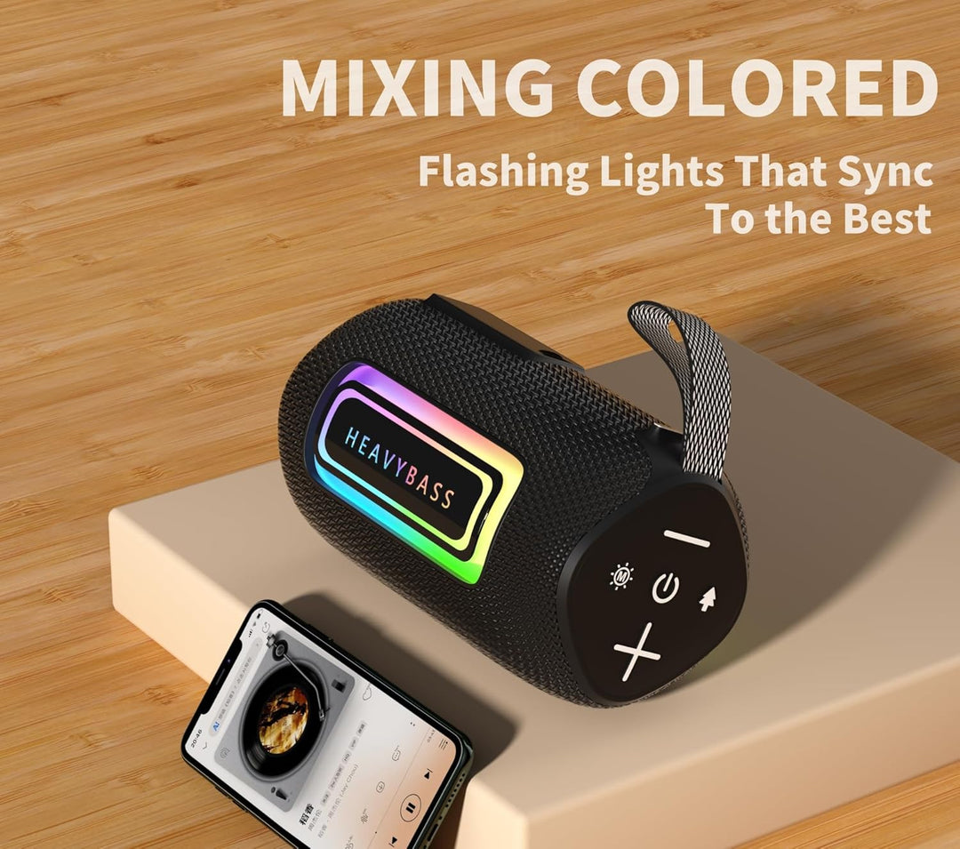 Altavoz Bluetooth portátil con luces LED | IPX7 impermeable, sonido...