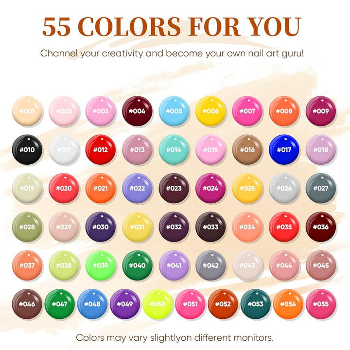 YALSYNY Juego de 60 esmaltes de uñas de gel, 55 colores con capa ba...