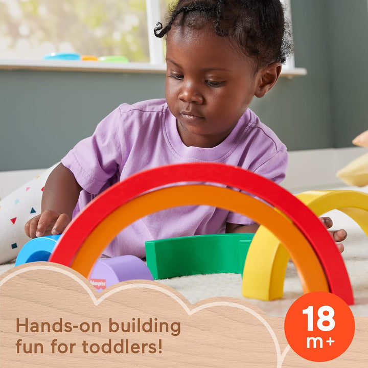 Fisher-Price Juego de piezas de madera arcoíris apilables