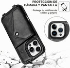 Funda cruzada de cuero genuino para iPhone 16 Pro Max