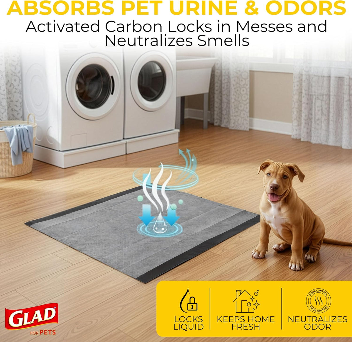 Glad para Pets Activated Carbon Disposable Dog Training Pads, 100 Count