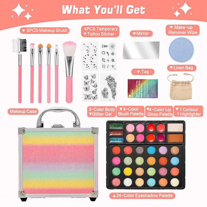 Anpro Kit de maquillaje todo en uno para niñas de 10 a 12 años con...