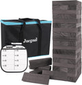 Juegoal Torre Gigante de Caída de 54 Piezas Gris para Adultos, Niños y Familia, Juego de Apilamiento de Bloques de Madera con Tablero de Juego y Bolsa de Lona, Juegos al Aire Libre para Patio Trasero