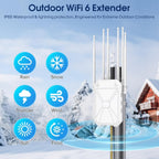 AX1800 Extensor WiFi 6 para exteriores, extensor de señal WiFi para exteriores de alta potencia, punto de acceso WiFi de largo alcance, IP67 resistente a la intemperie, con PoE, para Starlink, patio