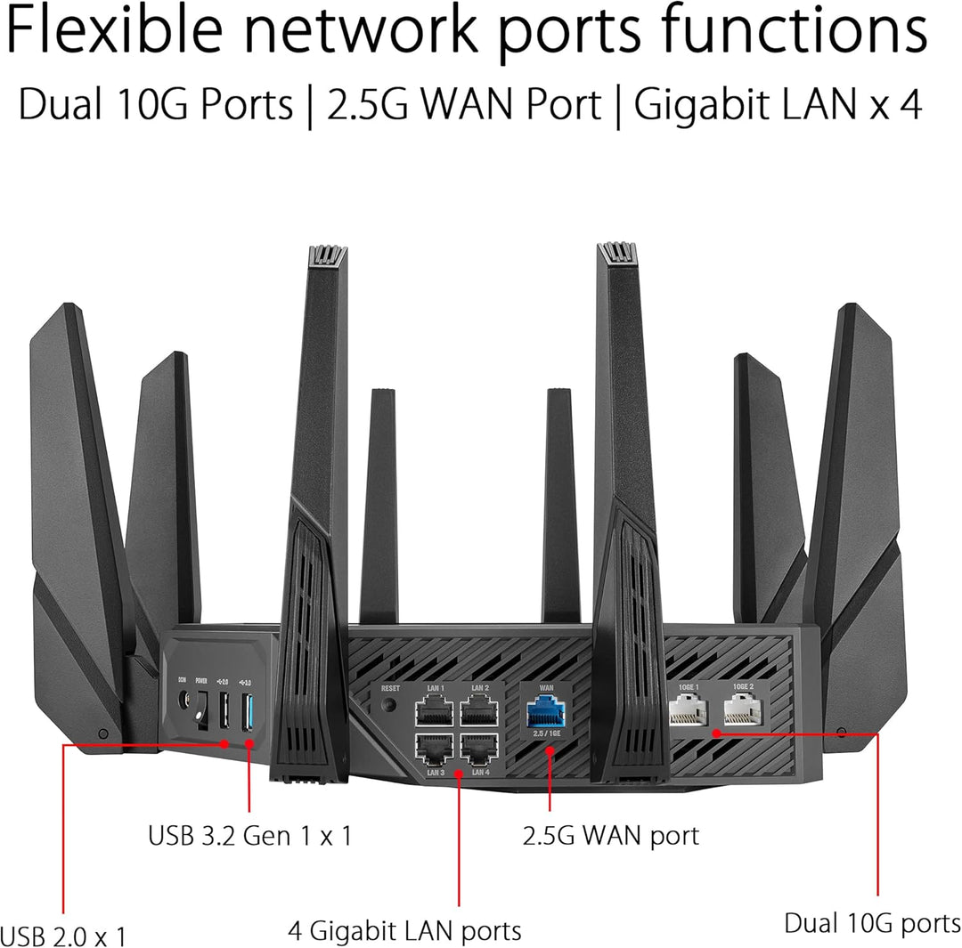 ASUS Router de Juegos ROG Rapture WiFi 6E (GT-AXE16000) - Cuatro Ba...