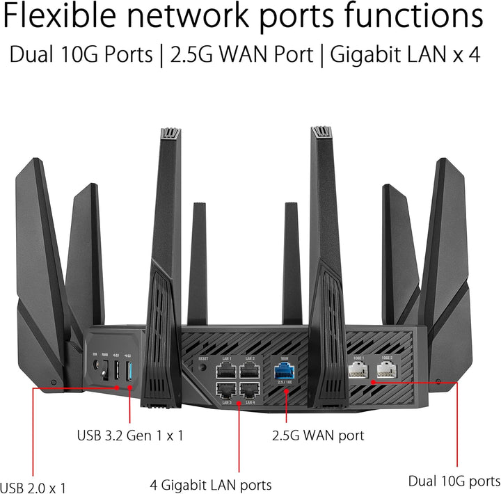 ASUS Router de Juegos ROG Rapture WiFi 6E (GT-AXE16000) - Cuatro Ba...
