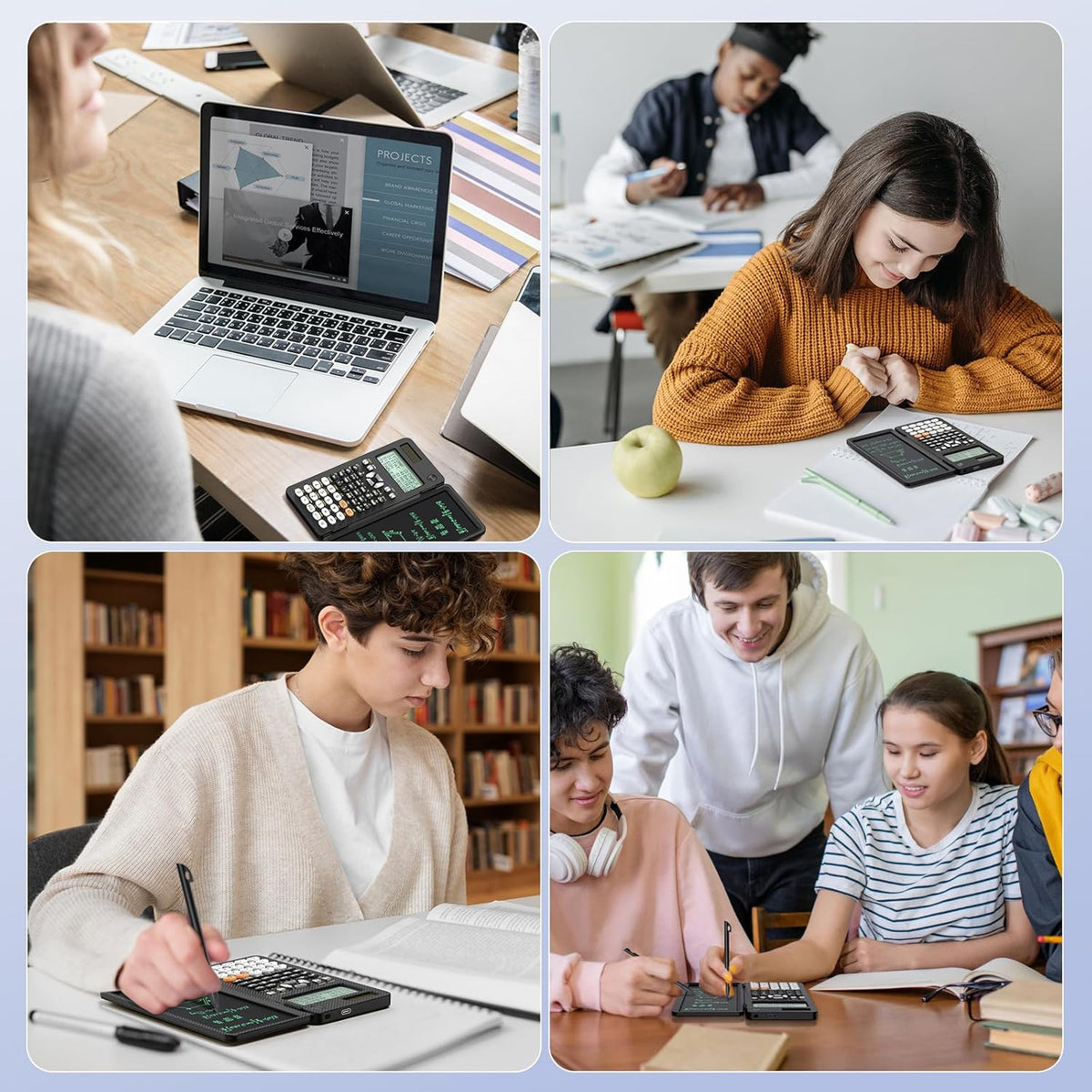 NEWYES Calculadoras científicas recargables 991ES MAX, 417 funciones, pizarra de escritura, estuche duro plegable, pantalla de 4 líneas con escritura avanzada, calculadoras para estudiantes de