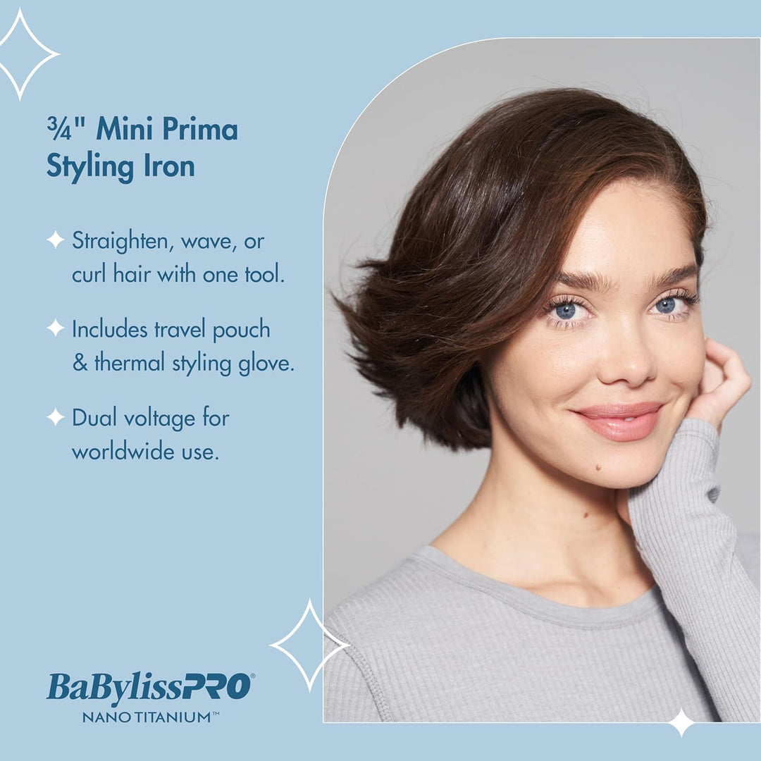 BaBylissPRO Nano Titanium Prima2000 Ionic Styling Iron, 3\/4" s...
