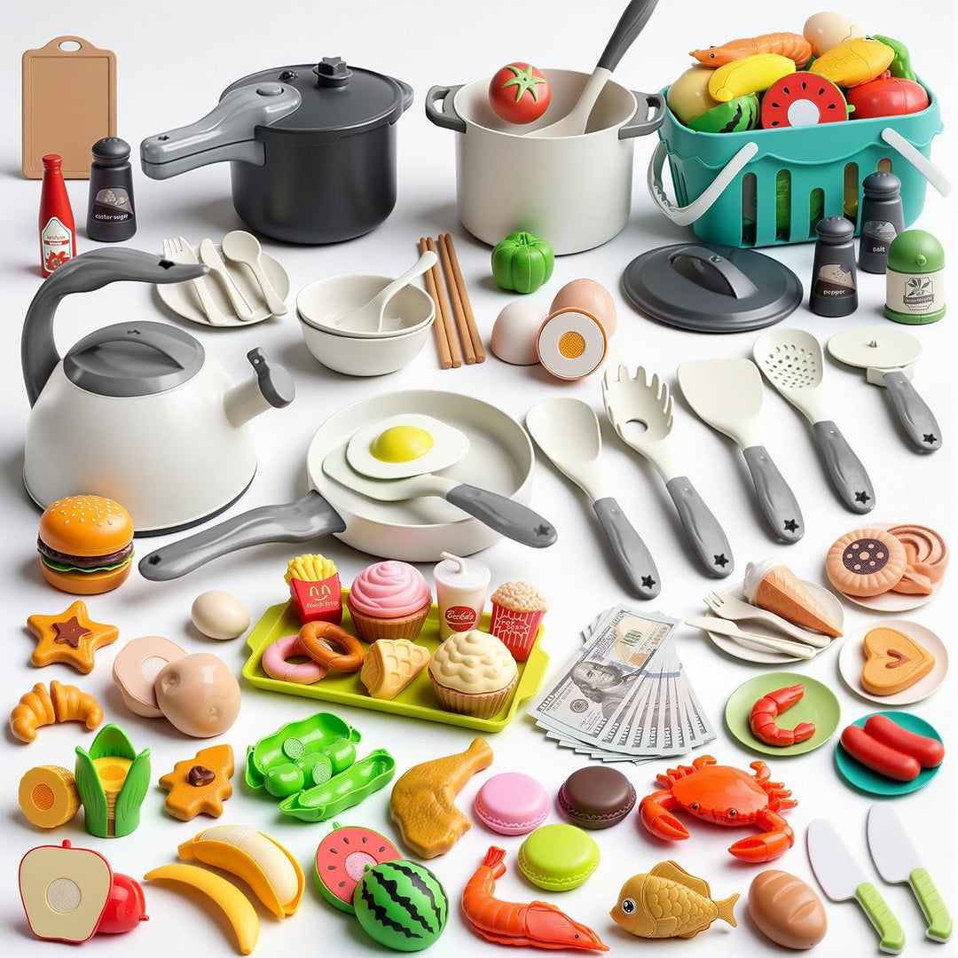 Juego de cocina de 130 piezas, ollas de juego de cocina para niños,...