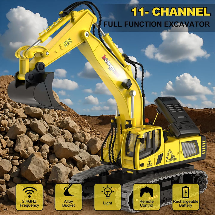 Kolegend Excavadora de juguete con control remoto 16 Pulgadas, vehí...