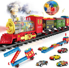 Juego de tren eléctrico de Navidad para niños con humo, luces y sonido (encendido/apagado) tren debajo del árbol de Navidad, trenes modelo para niños pequeños para niños de 3, 4, 5, 6, 7, 8 años en adelante, regalos para niños