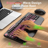 Combo de teclado y mouse inalámbricos, teclado ergonómico con 6 tec...