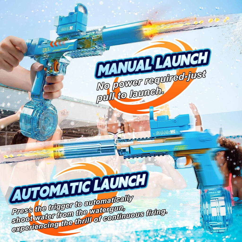 Pistola de agua eléctrica, pistola automática para niños, adultos (azul y