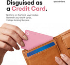 SPOTMINDERS - Cartera de tarjeta de crédito con certificación MFi de Apple, color rosa (solo iOS), esencial de viaje para mujer, funciona con Apple Find My Tarjeta de seguimiento recargable, IP68, 0.07 pulgadas, buscador de artículos delgado para