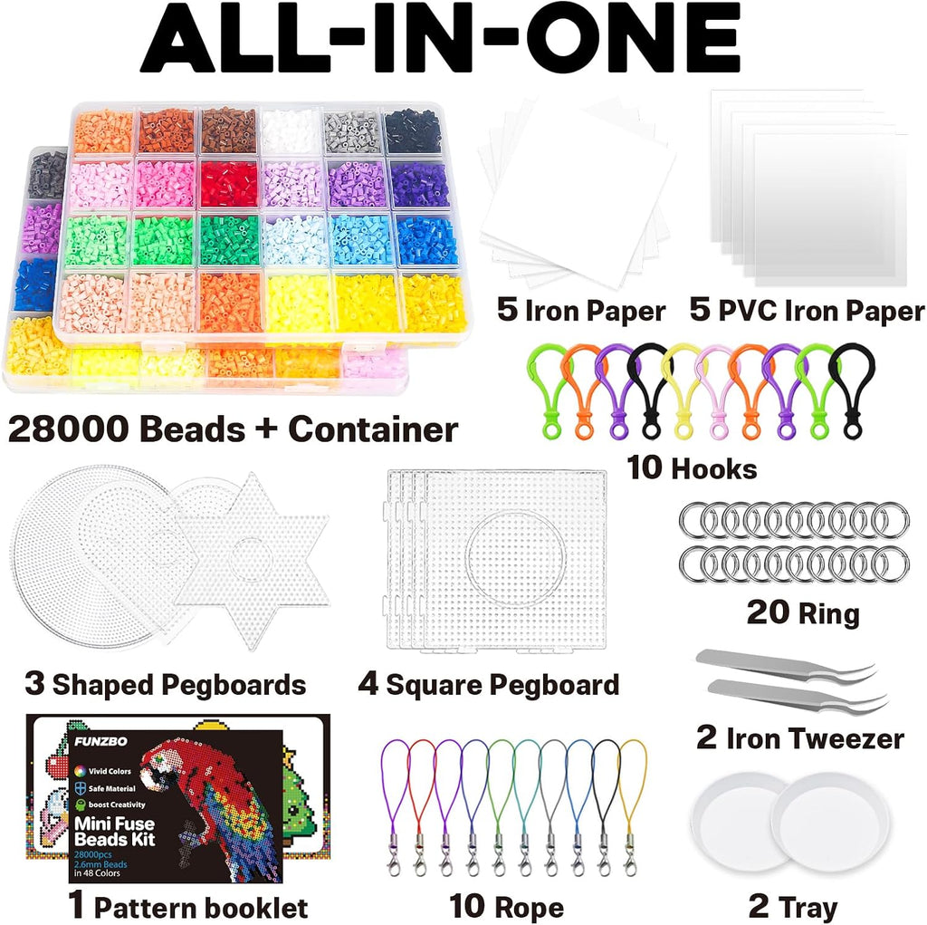 28000 Mini Fuse Beads Set - 48 Colores (Tamaño de las cuentas: 2.6 mm)