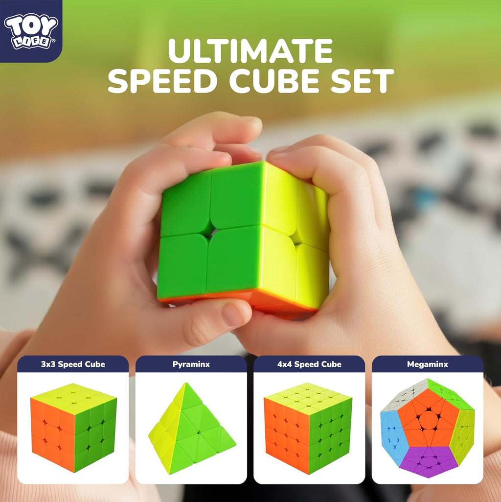 STEAM Life Juego de cubos de velocidad, juego de cubos de velocidad de 2 x 2, 3 x 3, 4 x 4, megaminx y cubo piramidal, sin calcomanías, colección de cubos mágicos para niños y adultos