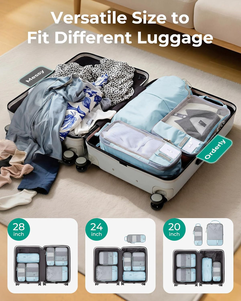 BAGSMART Cubos de compresión para artículos esenciales de viaje