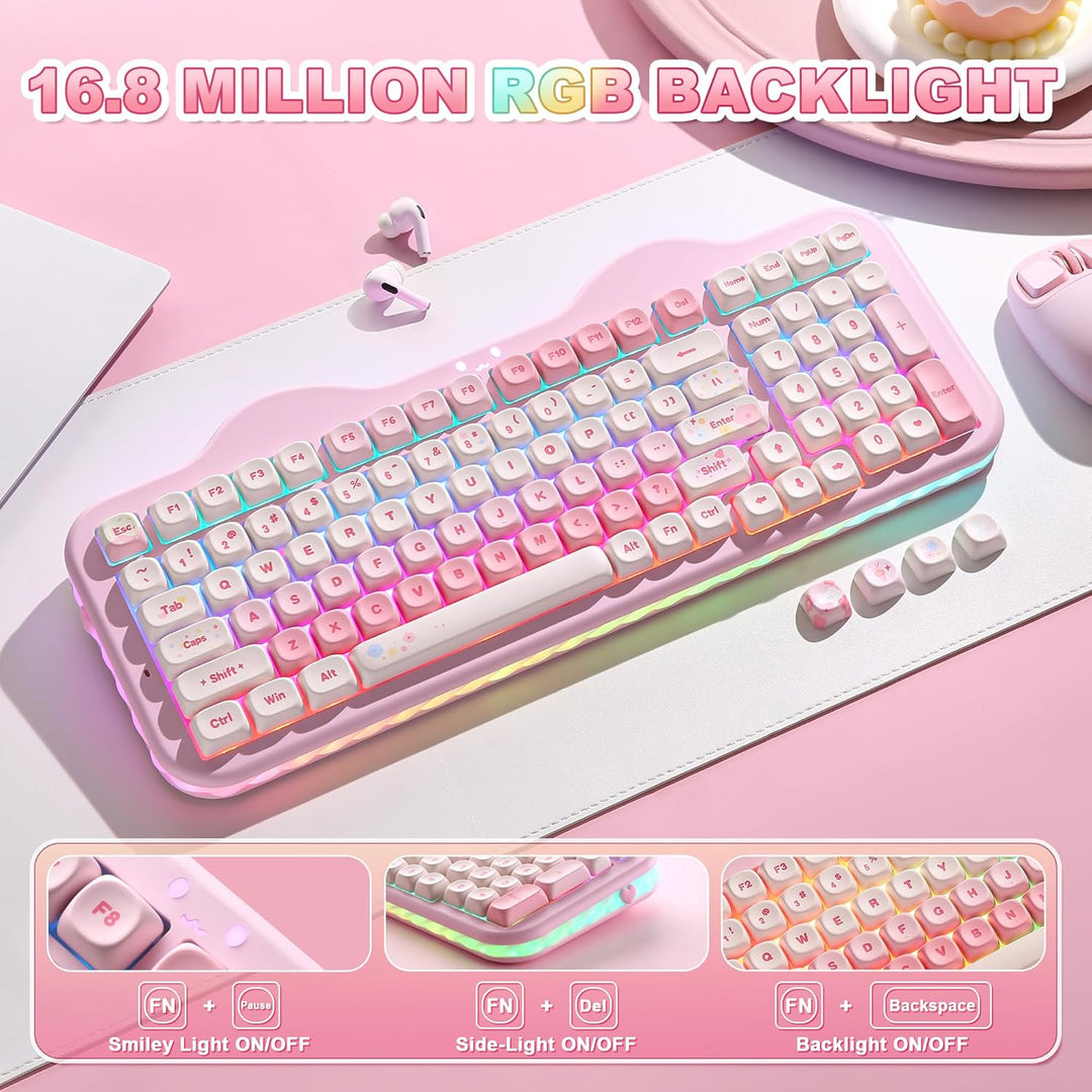 YUNZII C98 Wireless Mechanical Keyboard with Number Pad,99 Key BT5....