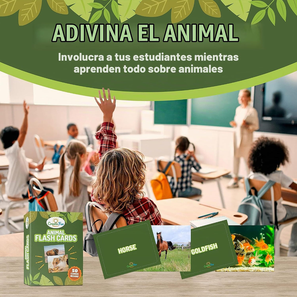 Juego de 150 tarjetas flash sustantivos de comida y animales para