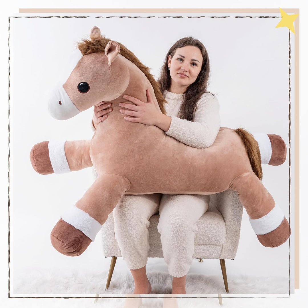 Jrystar Animales de peluche de caballo gigante de 51 pulgadas, almo...