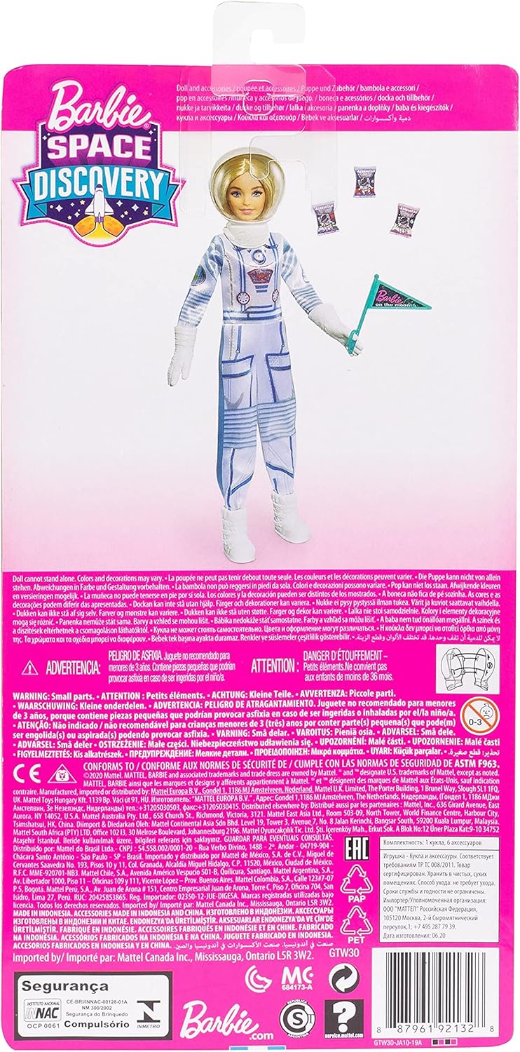 Barbie Space Discovery - Muñeca de astronauta, rubia, en traje espa...