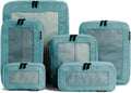 Cubos de embalaje de compresión Aerotrunk para viajes - Bolsas organizadoras de equipaje - Cubos de embalaje de doble cremallera para maletas (paquete de 6, Azul verdoso)
