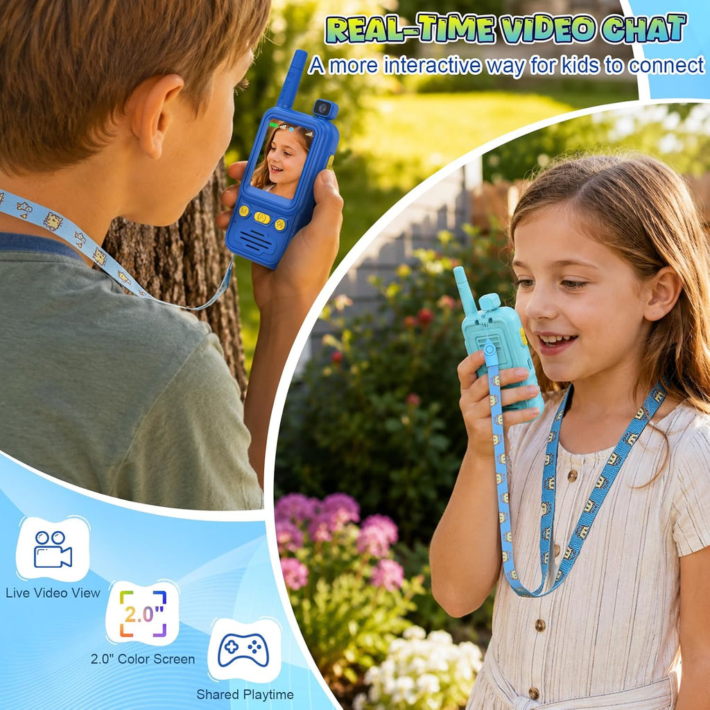 Video Walkie Talkies para Niños 2-Pack: Video Intercom Toys para Niños de 4-10 Años