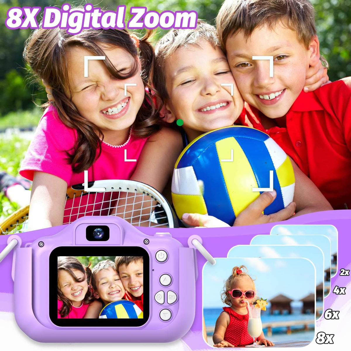 Goopow - Cámara selfie digital para niñas de 3 a 9 años, juguete de...