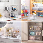 Organizador de Zapatos Transparente y Resistente con Puerta Magnética, Caja de Almacenamiento para Zapatos Apilable