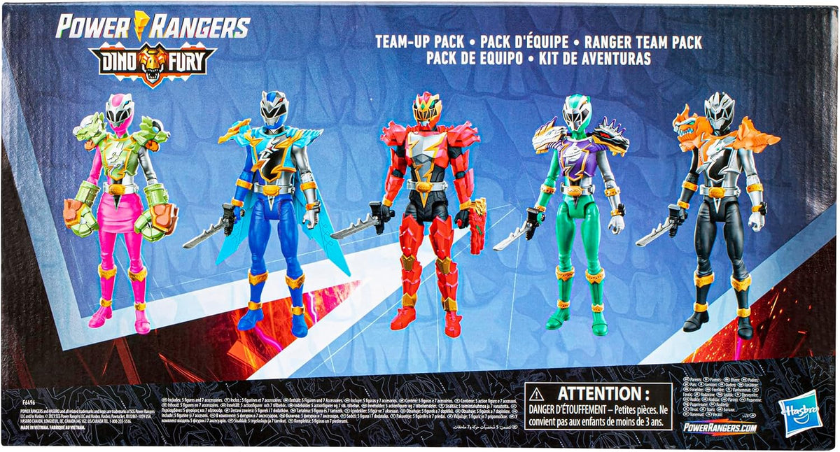 Power Rangers Dino Fury Paquete de Equipo, Figuras de Acción de 6 Pulgadas, Juguetes para Niños y Niñas de 4 Años, Set de Figuras de Acción, Juguetes de Superhéroes (Exclusivo de Amazon)