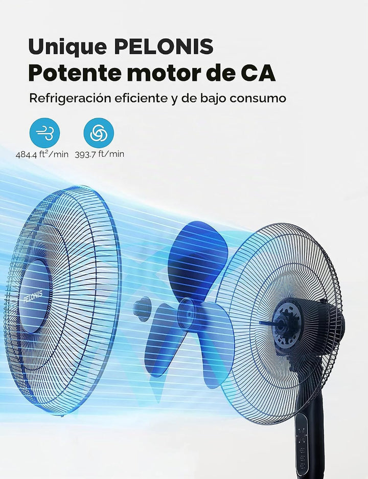 PELONIS Ventilador de pedestal oscilante ajustable de 16" con c...